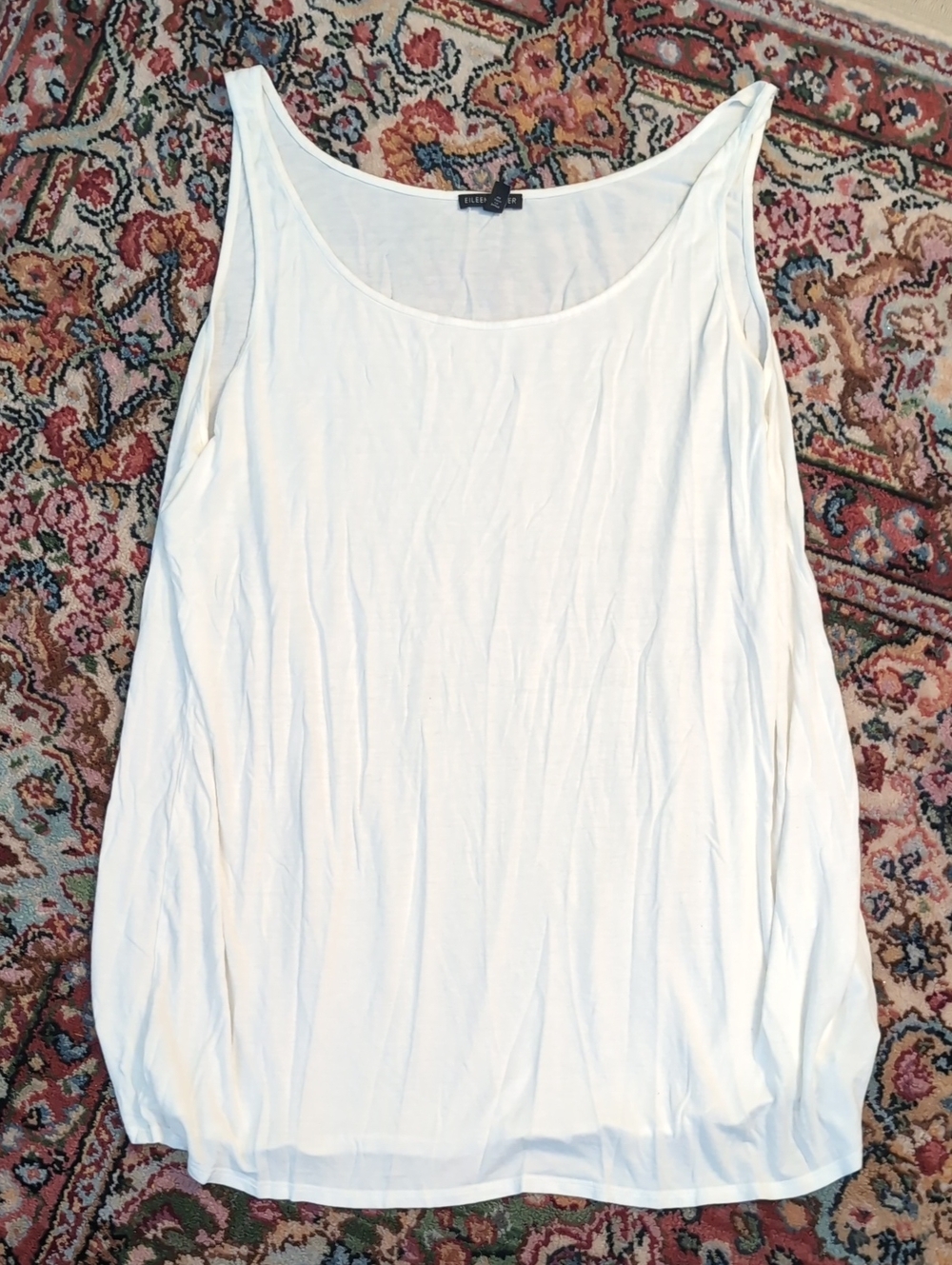 Eileen Fisher White Scoop Neck Tank Top